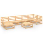 8-Piece Garden Lounge Set Pine Wood Outdoor Patio Furniture