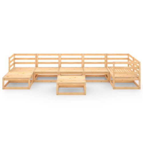 8-Piece Garden Lounge Set Pine Wood Outdoor Patio Furniture - Image 3