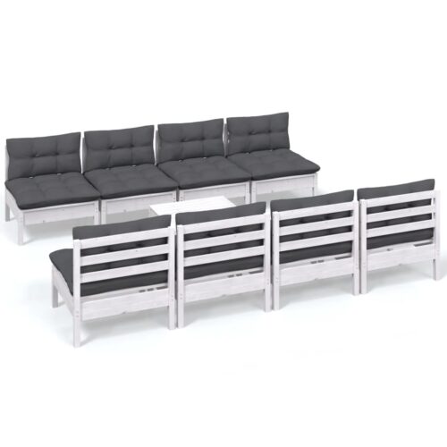 9-Piece Garden Lounge Set with Cushions Pine Wood Outdoor Patio Furniture