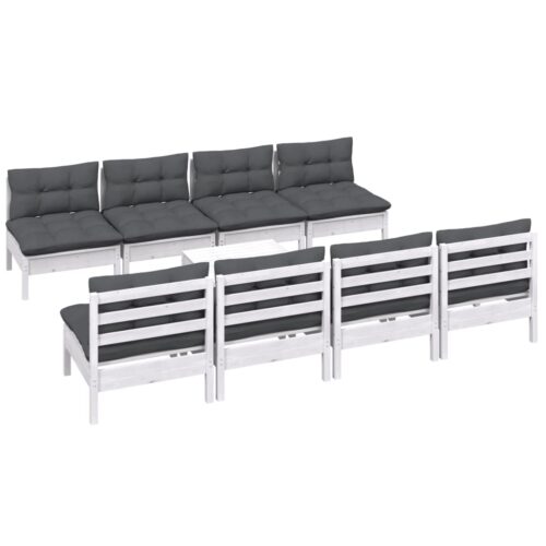 9-Piece Garden Lounge Set with Cushions Pine Wood Outdoor Patio Furniture - Image 3