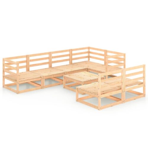 8-Piece Garden Lounge Set Pine Wood Outdoor Patio Furniture