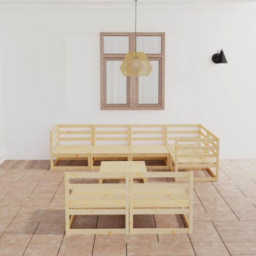 8-Piece Garden Lounge Set Pine Wood Outdoor Patio Furniture - Image 2