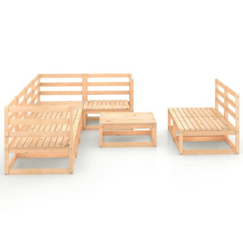 8-Piece Garden Lounge Set Pine Wood Outdoor Patio Furniture - Image 3