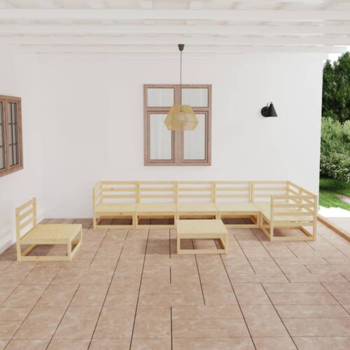 8-Piece Garden Lounge Set Pine Wood Outdoor Patio Furniture - Image 2