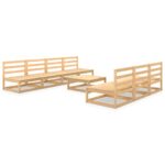 8-Piece Garden Lounge Set Pine Wood Outdoor Patio Furniture