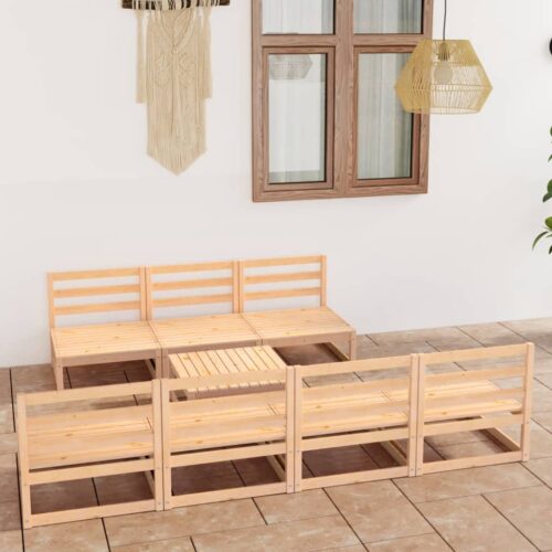 8-Piece Garden Lounge Set Pine Wood Outdoor Patio Furniture - Image 2
