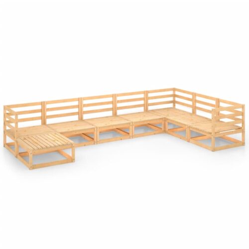 8-Piece Garden Lounge Set Pine Wood Outdoor Patio Furniture