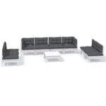 9-Piece Garden Lounge Set with Cushions Pine Wood Outdoor Patio Furniture