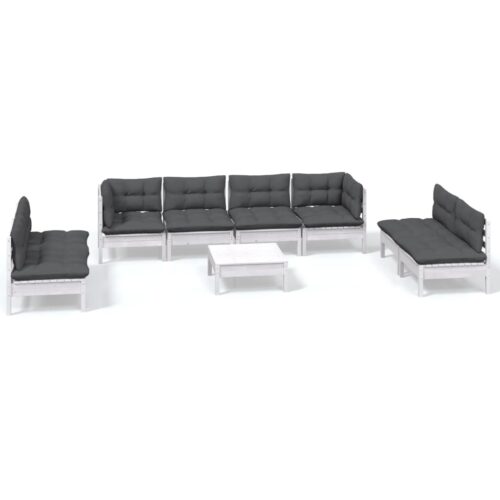 9-Piece Garden Lounge Set with Cushions Pine Wood Outdoor Patio Furniture