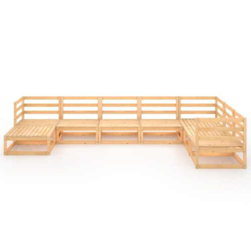 8-Piece Garden Lounge Set Pine Wood Outdoor Patio Furniture - Image 3