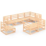 8-Piece Garden Lounge Set Pine Wood Outdoor Patio Furniture
