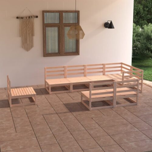 8-Piece Garden Lounge Set Pine Wood Outdoor Patio Furniture - Image 2