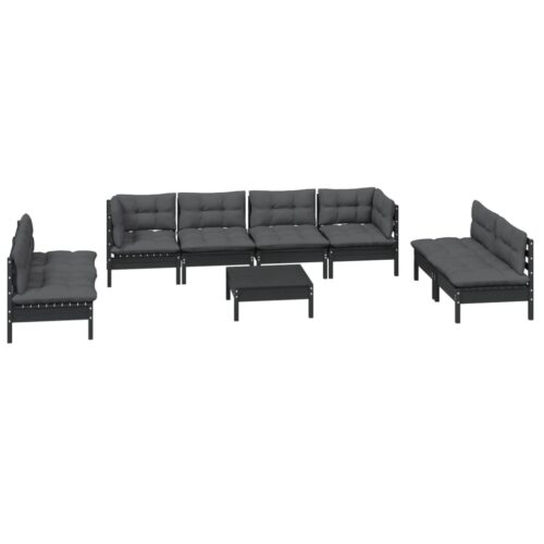 9-Piece Garden Lounge Set with Cushions Pine Wood Outdoor Patio Furniture - Image 3