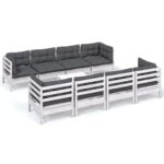 9-Piece Garden Lounge Set with Cushions Pine Wood Outdoor Patio Furniture