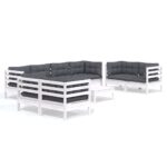 9-Piece Garden Lounge Set with Cushions Pine Wood Outdoor Patio Furniture