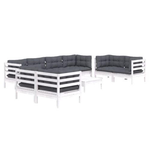 9-Piece Garden Lounge Set with Cushions Pine Wood Outdoor Patio Furniture - Image 3