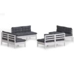 8-Piece Garden Lounge Set with Anthracite Cushions Pine Wood Outdoor Patio Furniture
