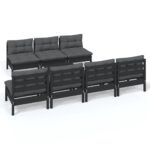 8-Piece Garden Lounge Set with Anthracite Cushions Pine Wood Outdoor Patio Furniture