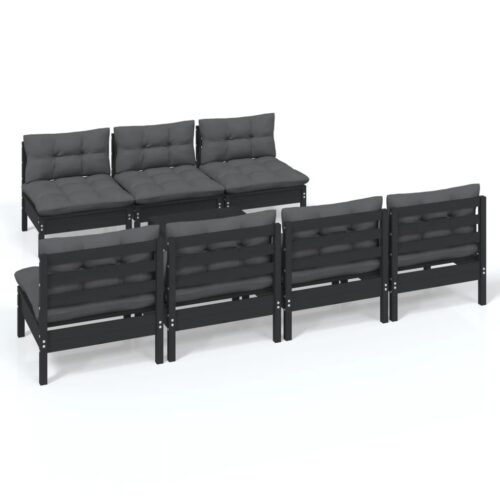 8-Piece Garden Lounge Set with Anthracite Cushions Pine Wood Outdoor Patio Furniture