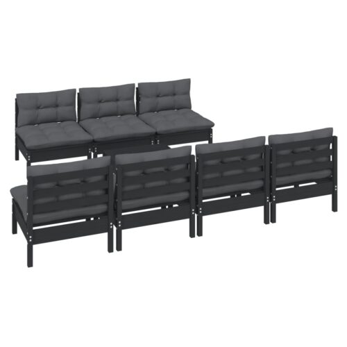 8-Piece Garden Lounge Set with Anthracite Cushions Pine Wood Outdoor Patio Furniture - Image 3