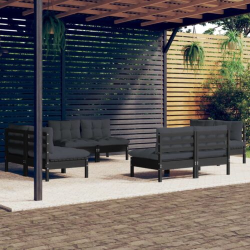 8-Piece Garden Lounge Set with Anthracite Cushions Pine Wood Outdoor Patio Furniture - Image 2