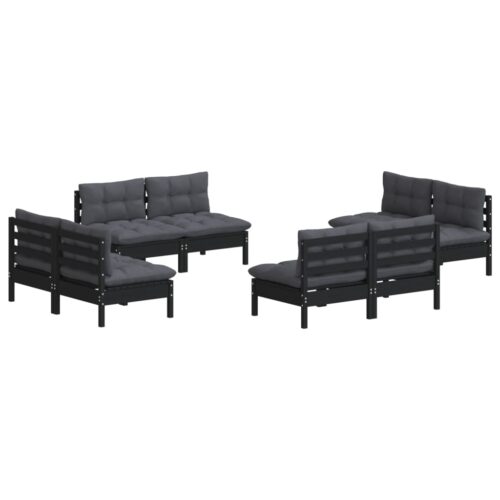 8-Piece Garden Lounge Set with Anthracite Cushions Pine Wood Outdoor Patio Furniture - Image 3
