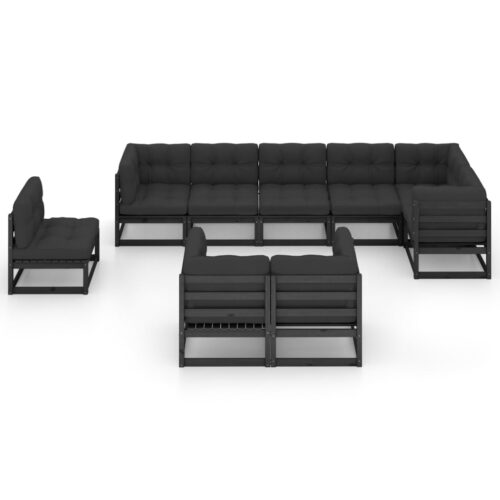 9-Piece Garden Lounge Set with Cushions Pine Wood Outdoor Patio Furniture - Image 3