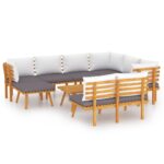 9-Piece Garden Lounge Set with Cushions Wood Timber Outdoor Patio Furniture Acacia