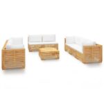9-Piece Garden Lounge Set with Cushions Wood Timber Outdoor Patio Furniture Teak