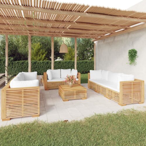 9-Piece Garden Lounge Set with Cushions Wood Timber Outdoor Patio Furniture Teak - Image 2