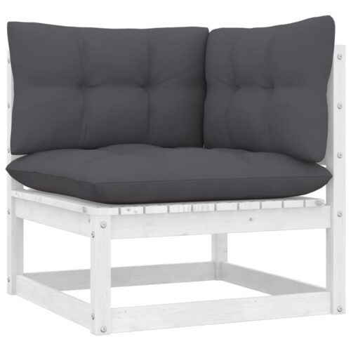 9-Piece Garden Lounge Set with Cushions White Pine Wood Outdoor Patio Furniture - Image 5