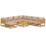 9-Piece Garden Lounge Set with Taupe Cushions Wood Timber Outdoor Patio Furniture