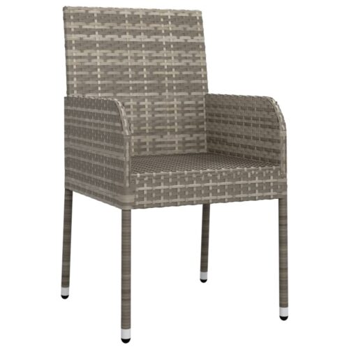 Garden Chairs with Cushions 2pcs Poly Rattan Grey - Image 5
