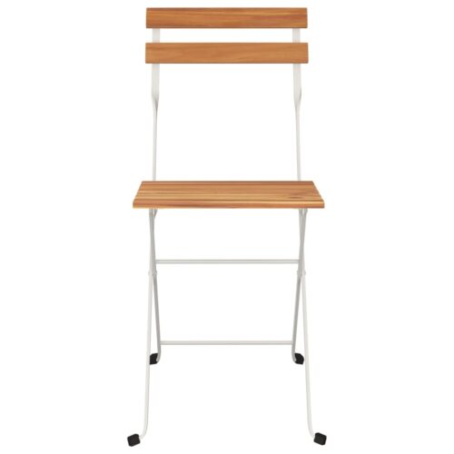 Folding Bistro Chairs 6pcs Solid Wood Acacia Steel - Image 4