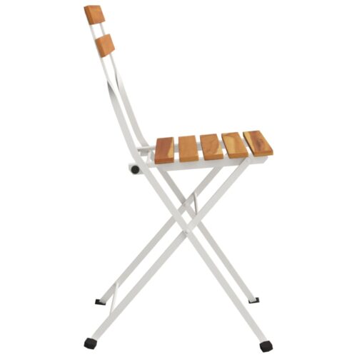 Folding Bistro Chairs 6pcs Solid Wood Acacia Steel - Image 6