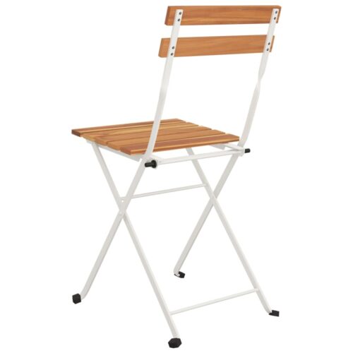 Folding Bistro Chairs 6pcs Solid Wood Acacia Steel - Image 7