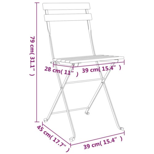 Folding Bistro Chairs 6pcs Solid Wood Acacia Steel - Image 9