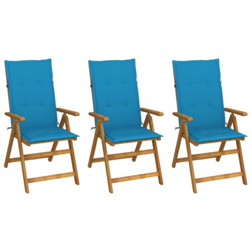 Folding Garden Chairs 3pcs with Cushions Solid Acacia Wood