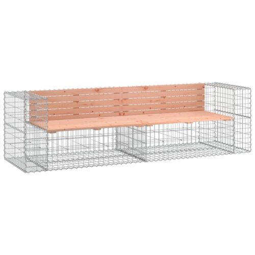 Gabion Design Garden Bench Outdoor Patio Park Wooden Seat Chair Steel Solid Wood
