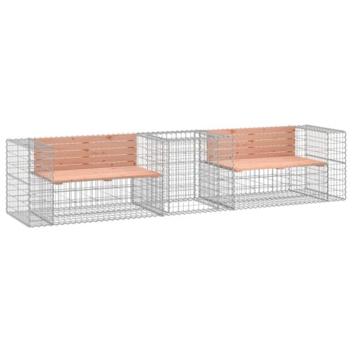 Gabion Design Garden Bench Outdoor Patio Park Wooden Seat Chair Steel Solid Wood