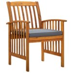 Garden Dining Chairs 4pcs with Cushions Solid Wood Acacia
