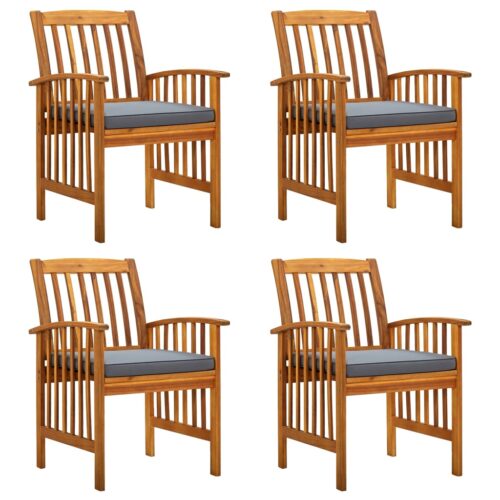 Garden Dining Chairs 4pcs with Cushions Solid Wood Acacia - Image 2