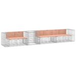Gabion Design Garden Bench Outdoor Patio Park Wooden Seat Chair Steel Solid Wood