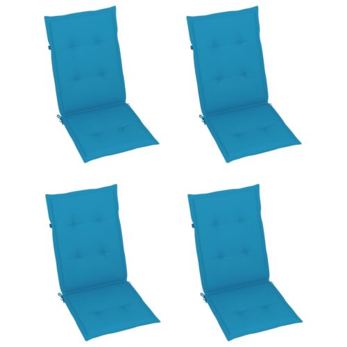 Garden Chairs 4pcs with Blue Cushions Solid Teak Wood - Image 6
