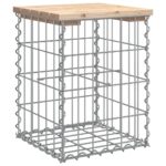 Gabion Garden Bench Outdoor Patio Wooden Park Seat Chair Steel Solid Pine Wood