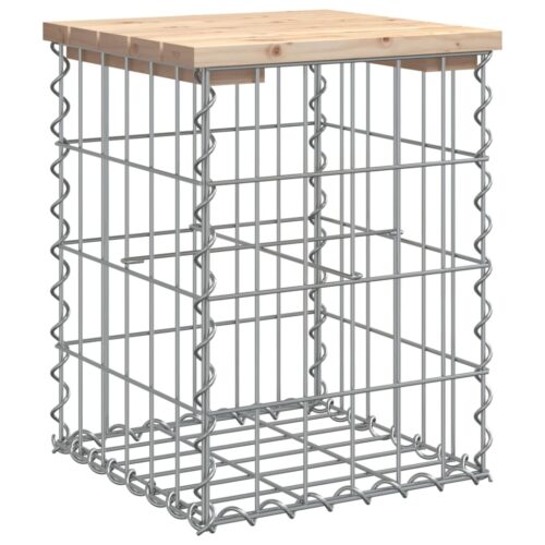 Gabion Garden Bench Outdoor Patio Wooden Park Seat Chair Steel Solid Pine Wood