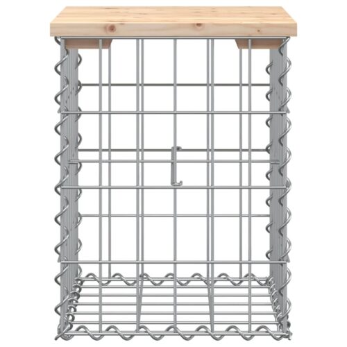 Gabion Garden Bench Outdoor Patio Wooden Park Seat Chair Steel Solid Pine Wood - Image 3