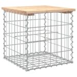 Gabion Garden Bench Outdoor Patio Wooden Park Seat Chair Steel Solid Pine Wood