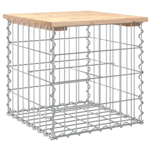Gabion Garden Bench Outdoor Patio Wooden Park Seat Chair Steel Solid Pine Wood