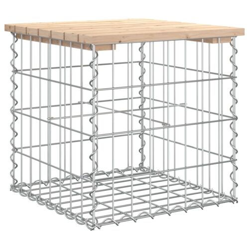 Gabion Garden Bench Outdoor Patio Wooden Park Seat Chair Steel Solid Pine Wood - Image 5